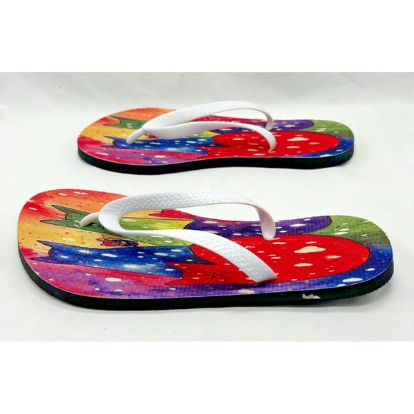 NEW Rainbow Cat Flip Flops Thongs Flat Slip-On Rubber/Foam Sandals Mens Sz 10/11 - Picture 3 of 6